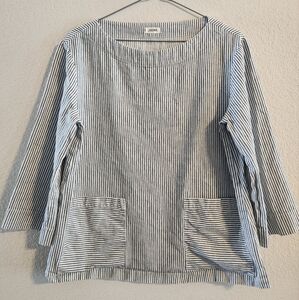 L’agence Women’s 3/4 sleeve linen blend striped top size 6